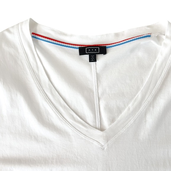 AYR White V-Neck Pima Cotton Tee | Made in Peru | Size XL - Picture 5 of 8